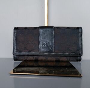 Coach Black and Brown Signature Wallet